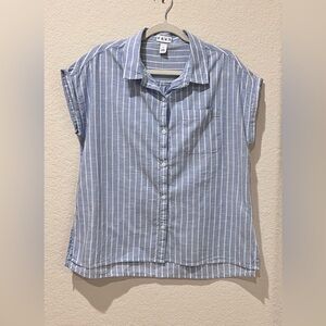 dā-sh Blue & White Striped Women's Top | 100% Cotton | Large